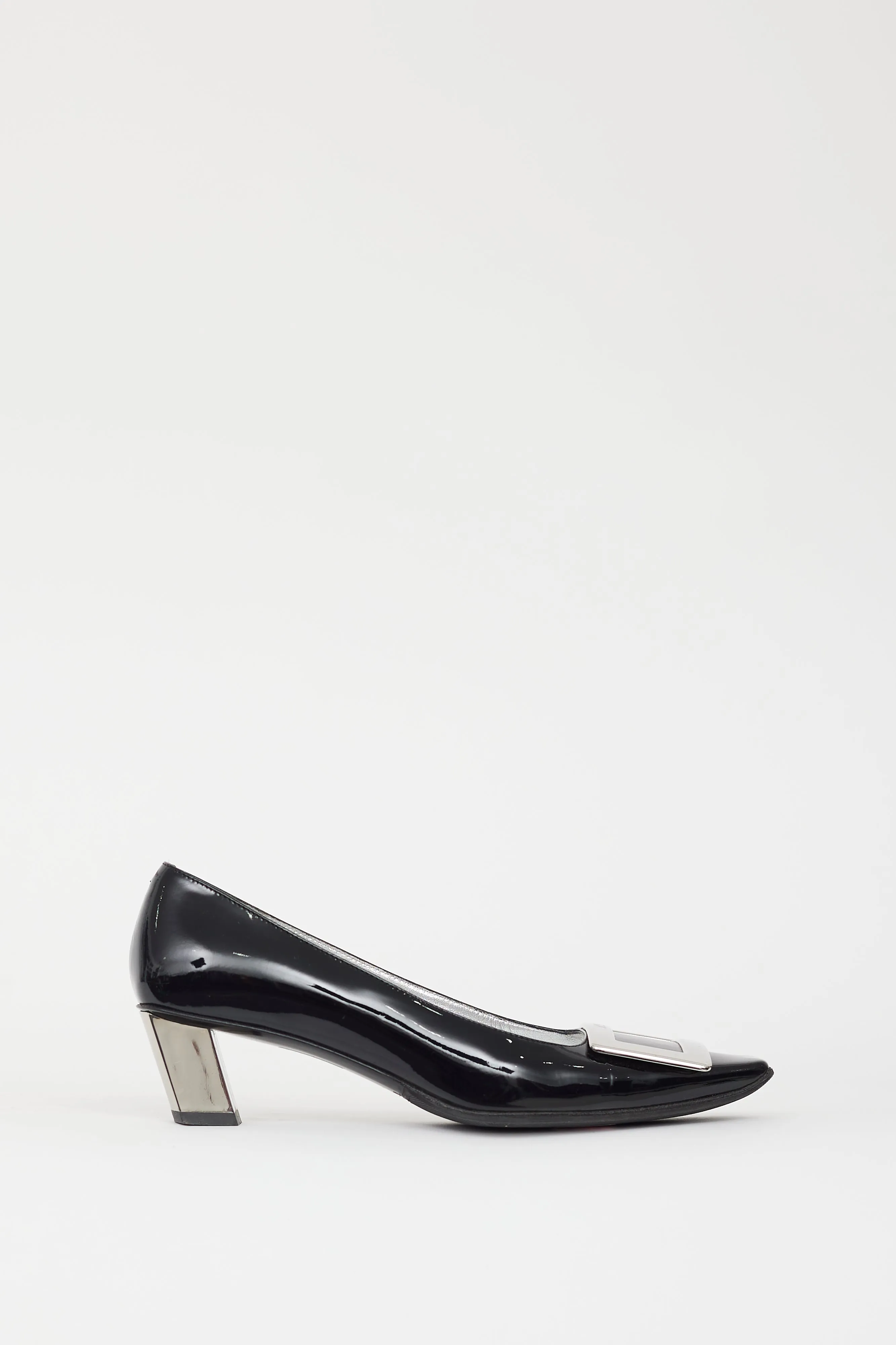 Black & Silver Patent Belle Vivier Pump
