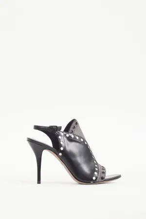 Black & White Dotted Leather Natalya Heel