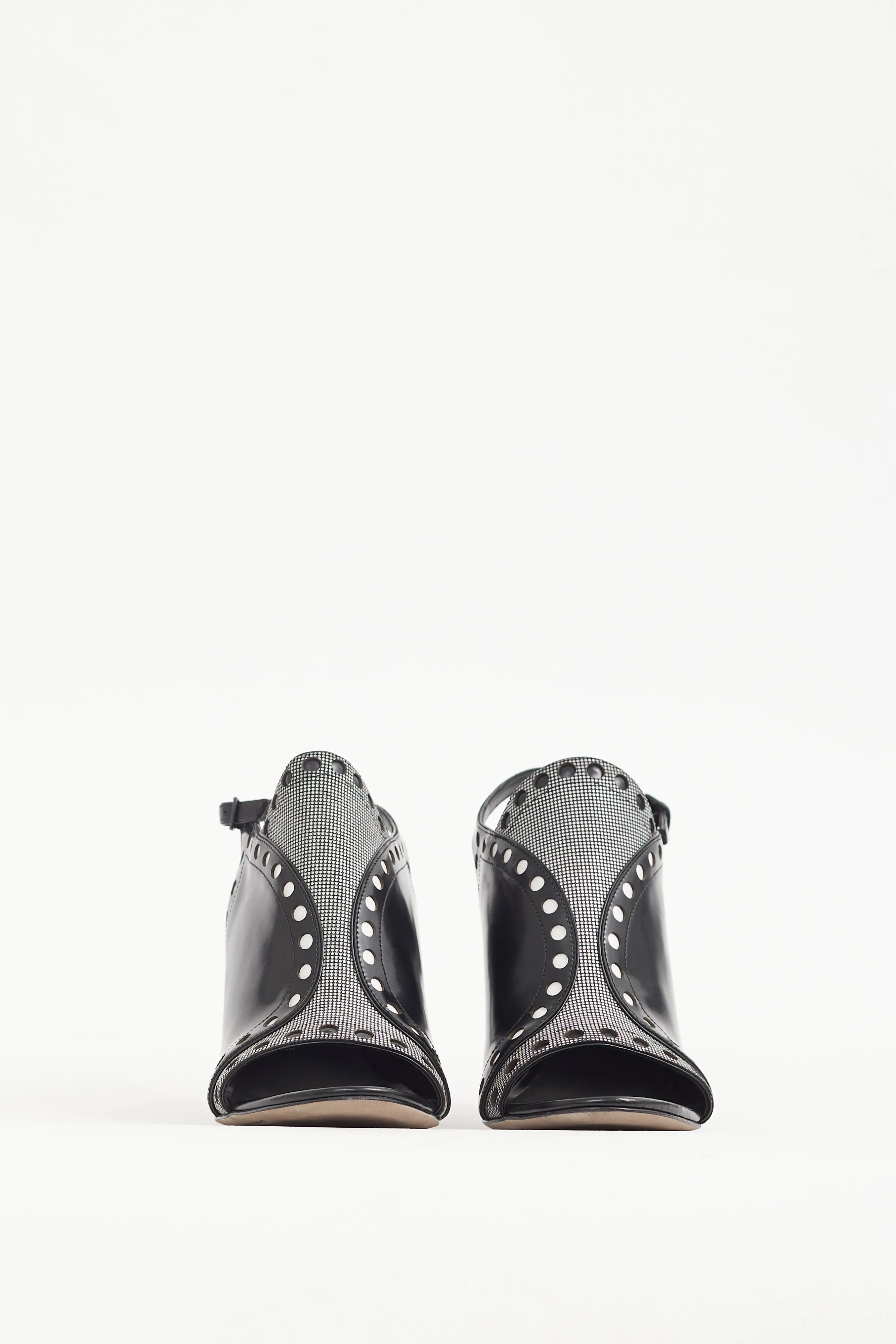 Black & White Dotted Leather Natalya Heel