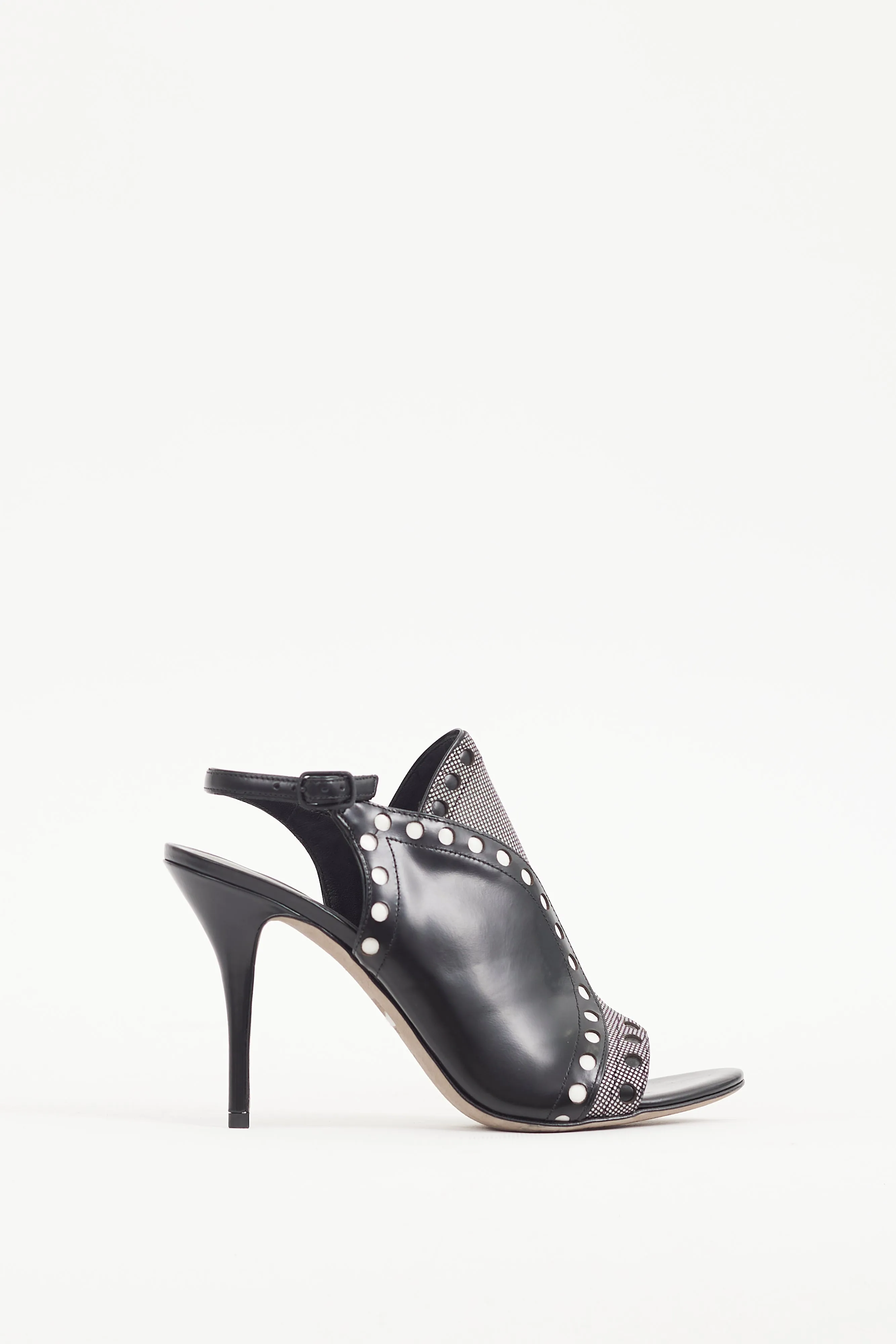 Black & White Dotted Leather Natalya Heel