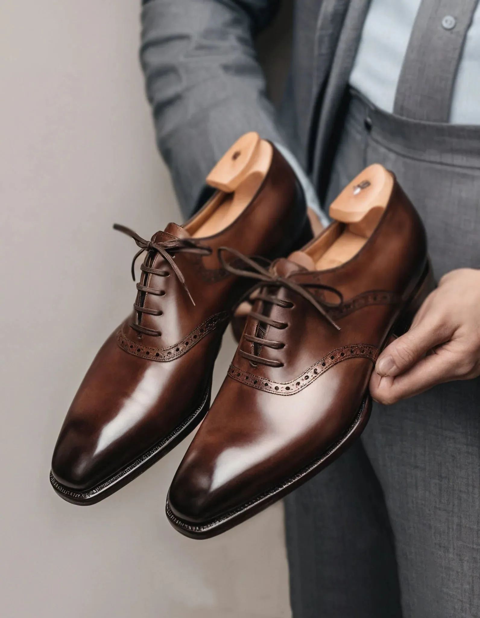 Black Leather Kratio Brogue Oxfords - Formal Shoes