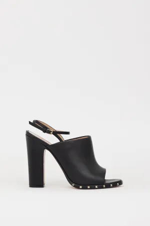 Black Leather Soul Rockstud Slingback Heel
