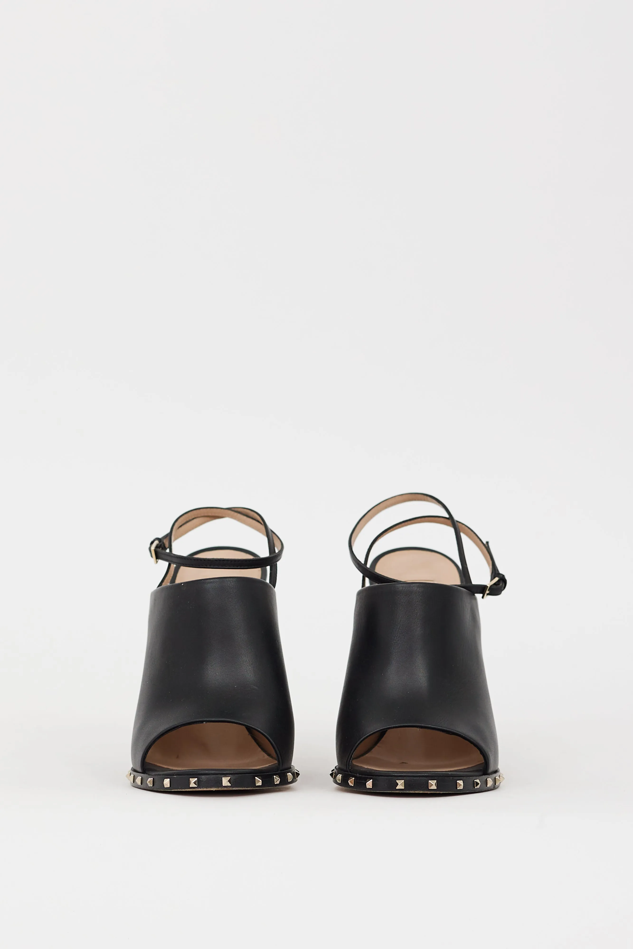Black Leather Soul Rockstud Slingback Heel