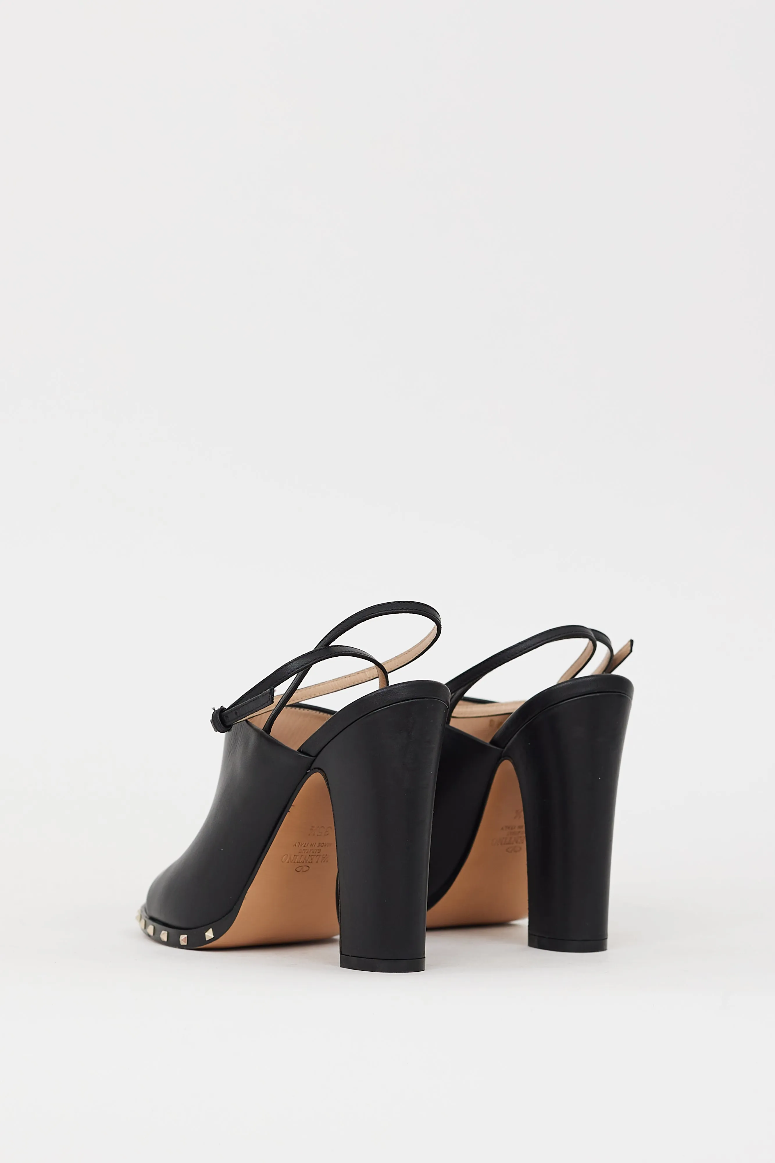 Black Leather Soul Rockstud Slingback Heel