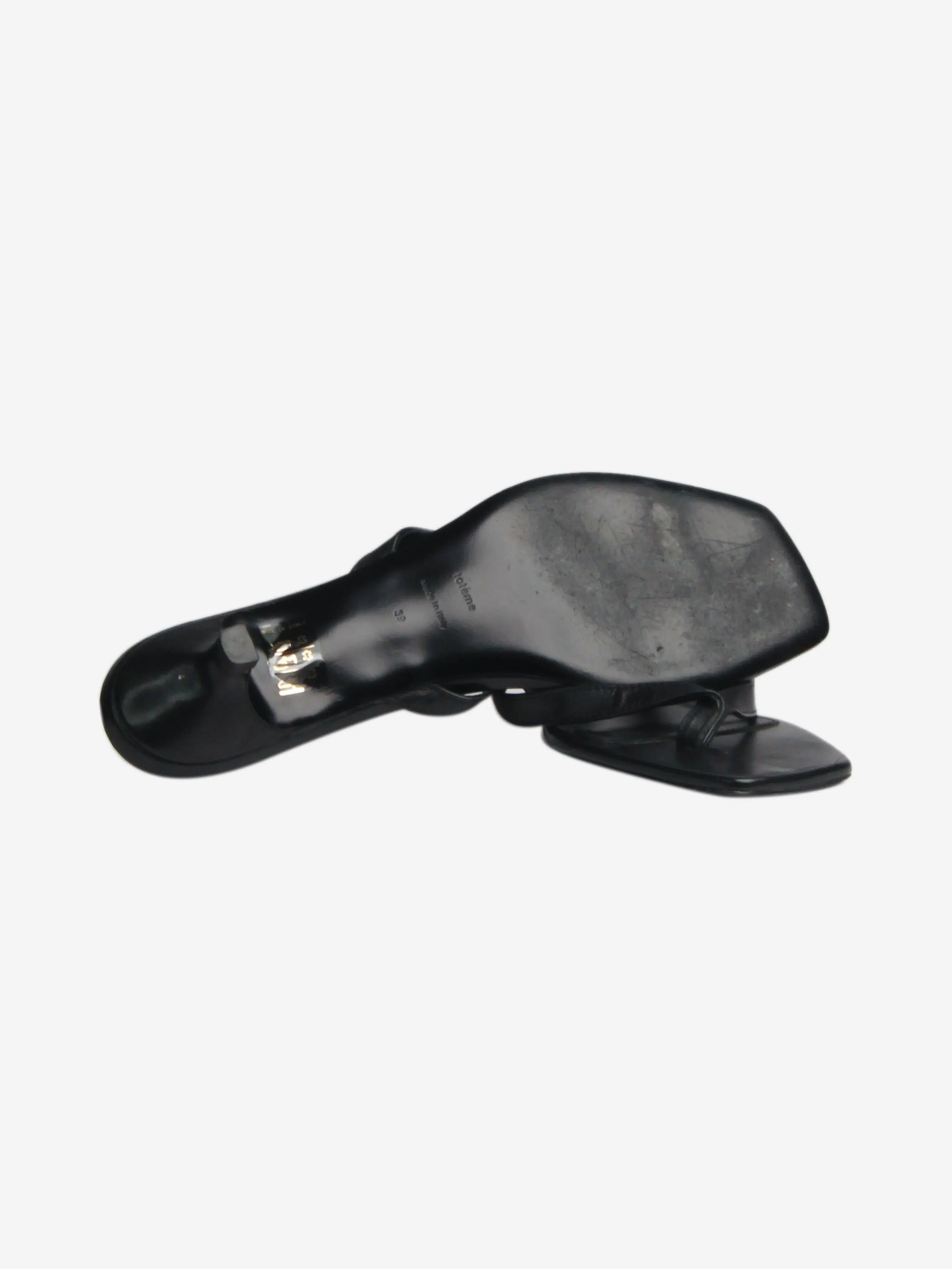 Black leather thong sandals - size EU 39