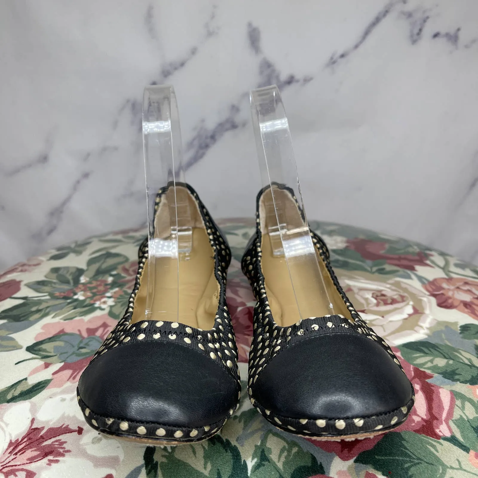 BLACK Saks Fifth Avenue | Black Polka Dot Ballet Flats | Sz 7