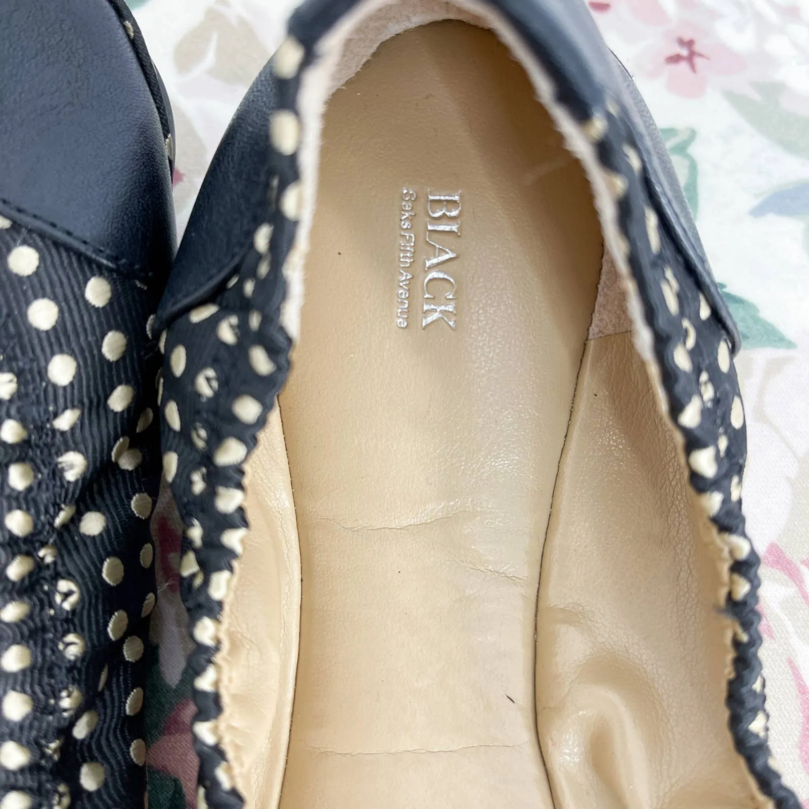 BLACK Saks Fifth Avenue | Black Polka Dot Ballet Flats | Sz 7