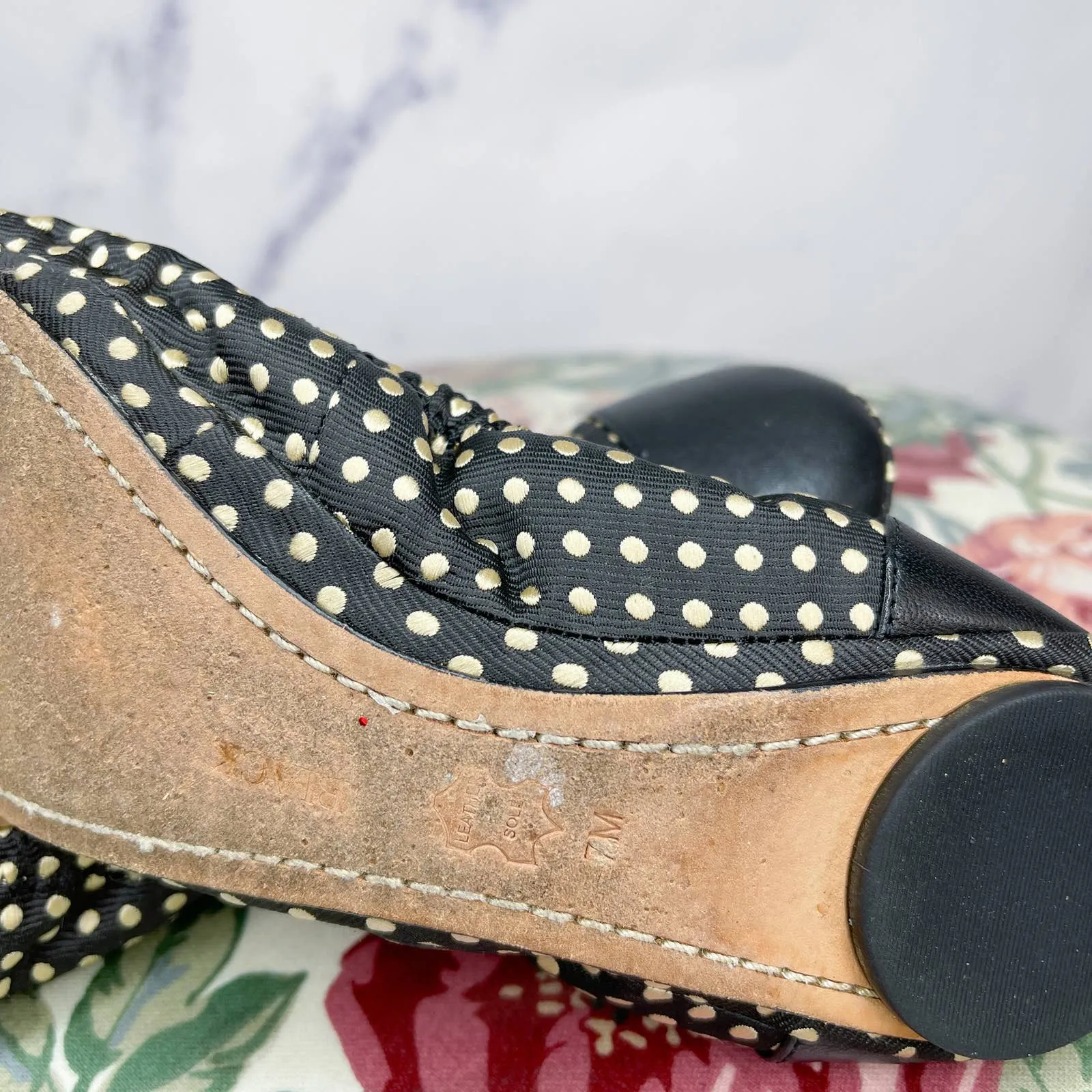 BLACK Saks Fifth Avenue | Black Polka Dot Ballet Flats | Sz 7