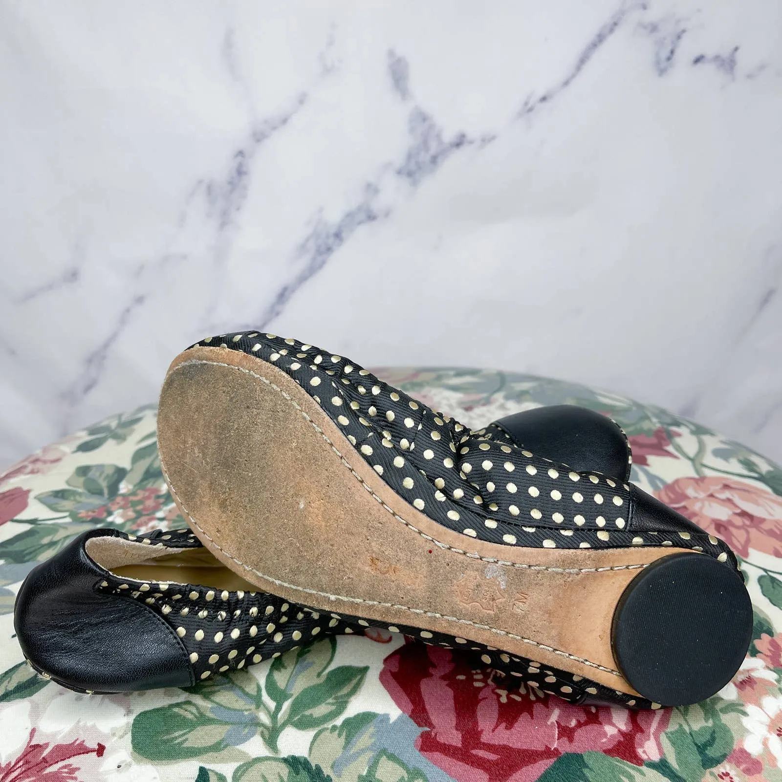 BLACK Saks Fifth Avenue | Black Polka Dot Ballet Flats | Sz 7