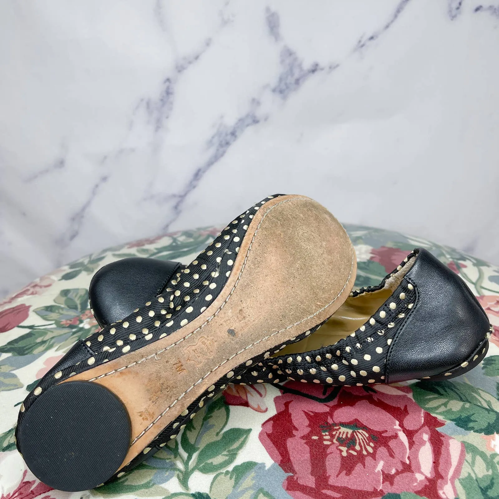 BLACK Saks Fifth Avenue | Black Polka Dot Ballet Flats | Sz 7