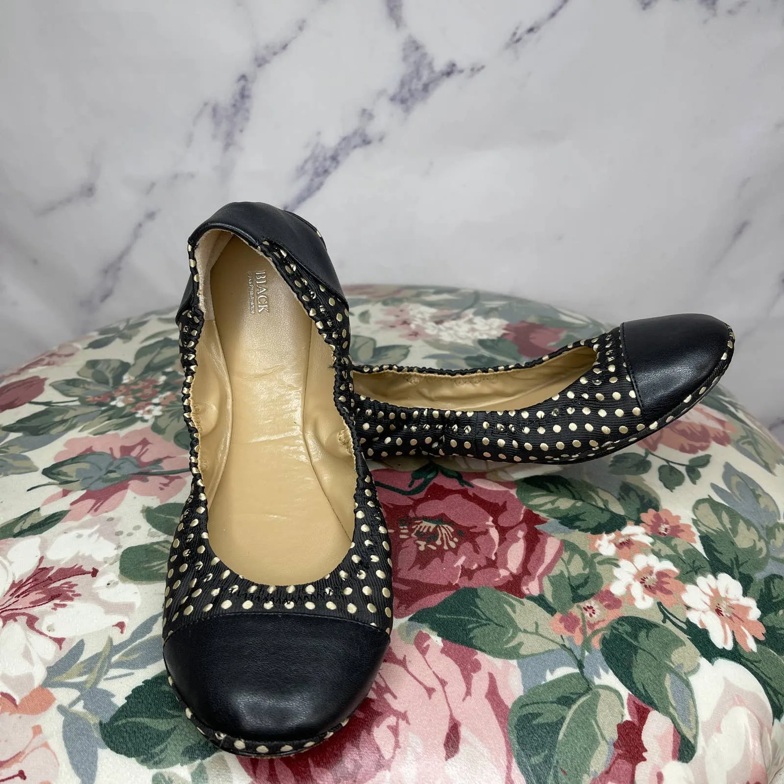 BLACK Saks Fifth Avenue | Black Polka Dot Ballet Flats | Sz 7