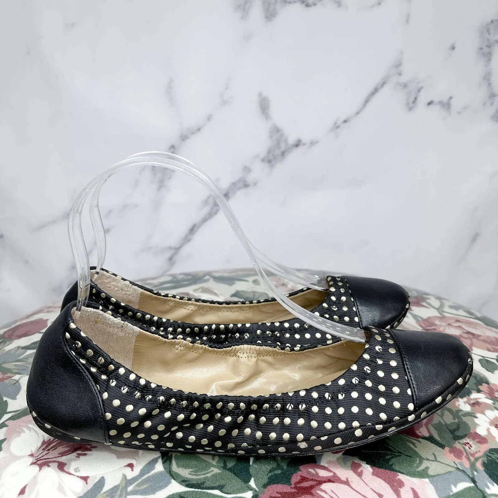 BLACK Saks Fifth Avenue | Black Polka Dot Ballet Flats | Sz 7