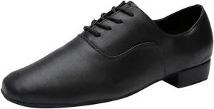 Black Shoe Morden Leather Latin Jazz Mens Ballroom Round Stylish Dance Toe Men's Leather Leather Uppers Shoes for Men