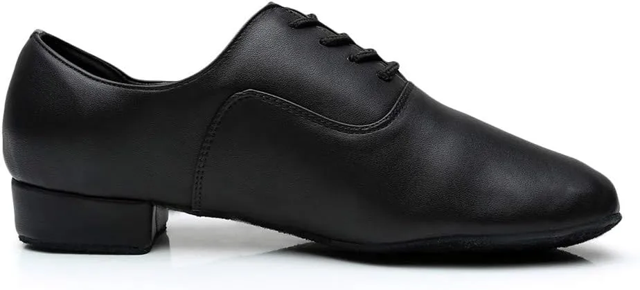 Black Shoe Morden Leather Latin Jazz Mens Ballroom Round Stylish Dance Toe Men's Leather Leather Uppers Shoes for Men