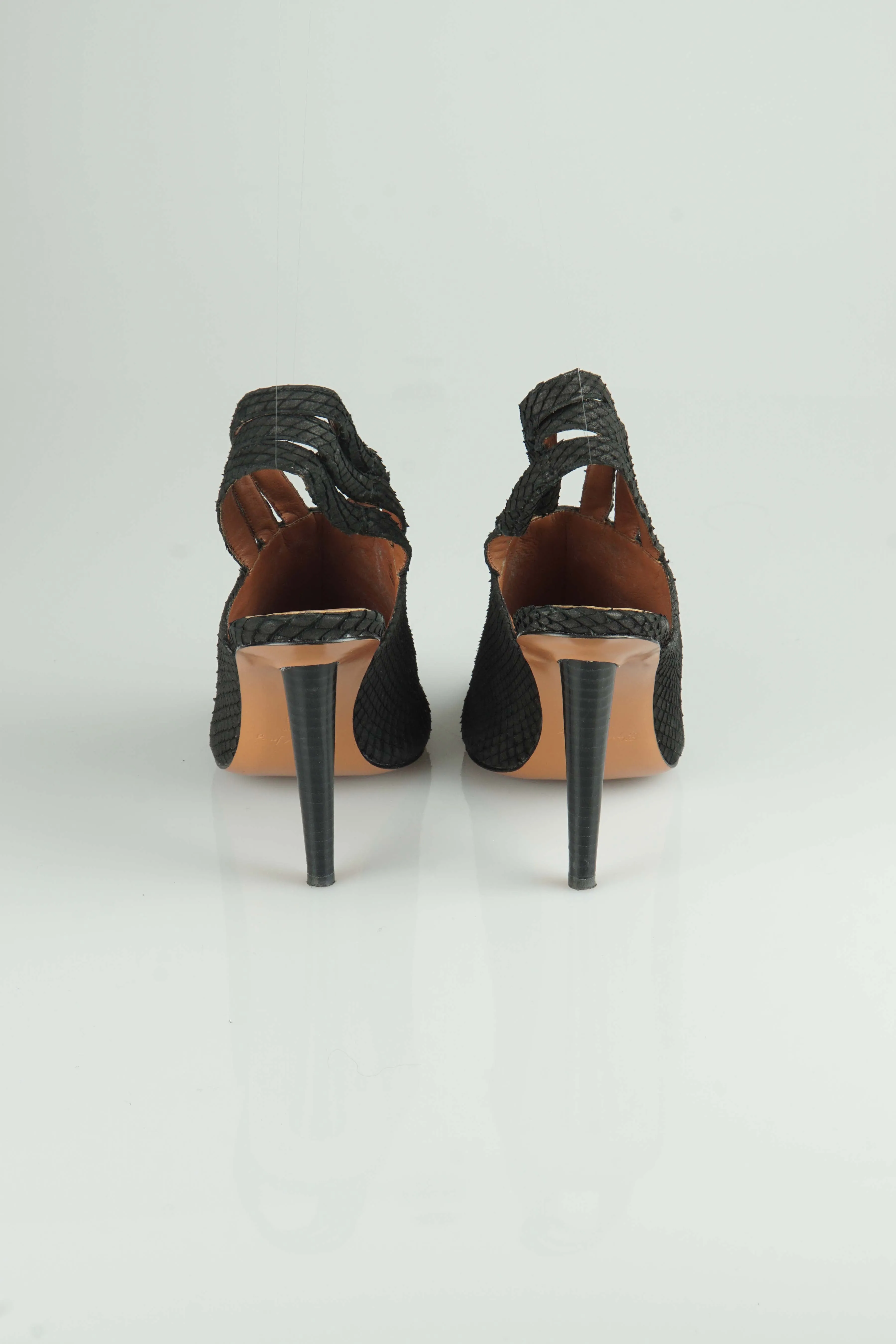 Black triple slingback mules