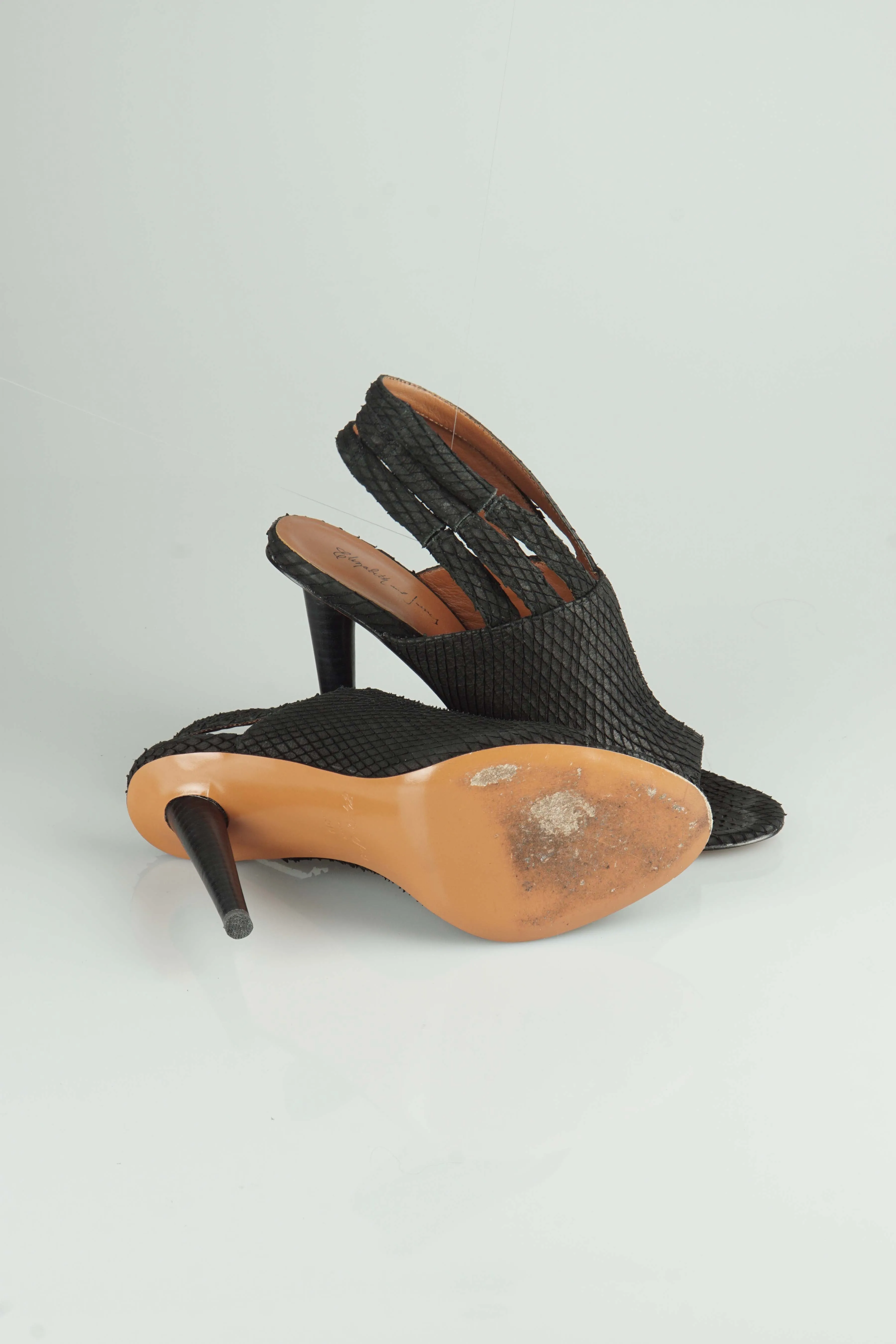 Black triple slingback mules