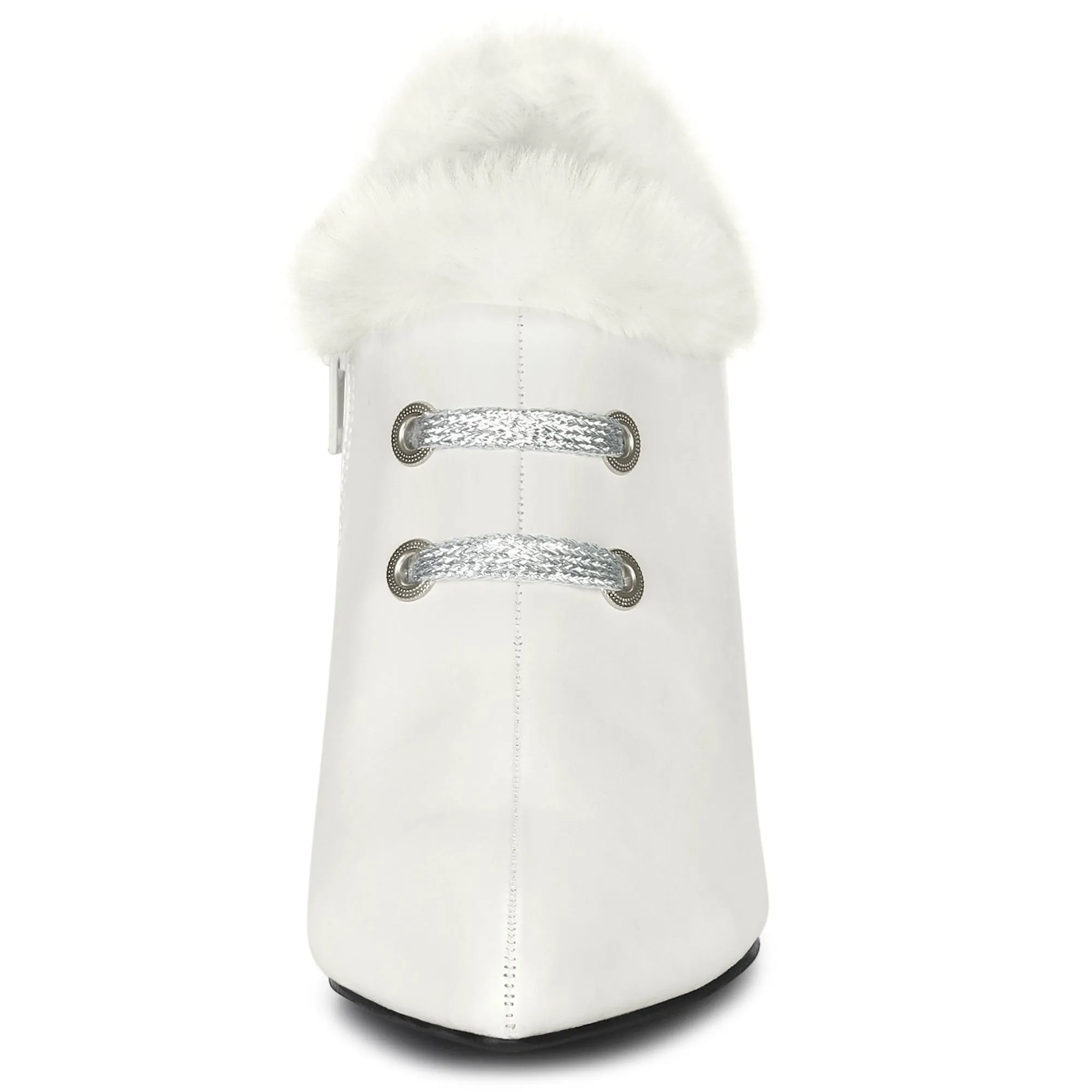 Block Heel Pointed Toe Faux Fur Ankle Booties
