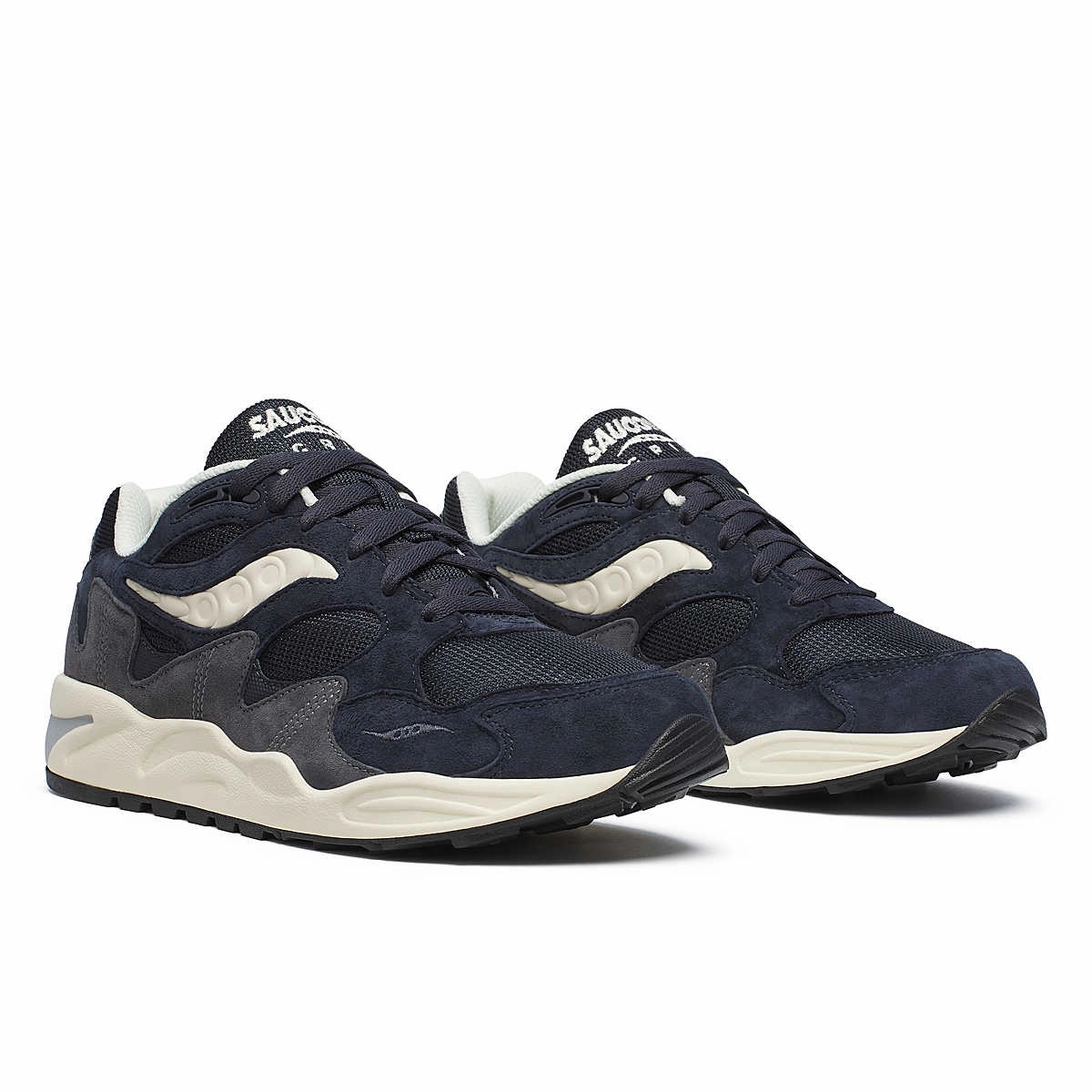 Saucony Grid Shadow 2 Essential 'Navy/Cream' running in a hot spring area shoes fast - paced running shoes