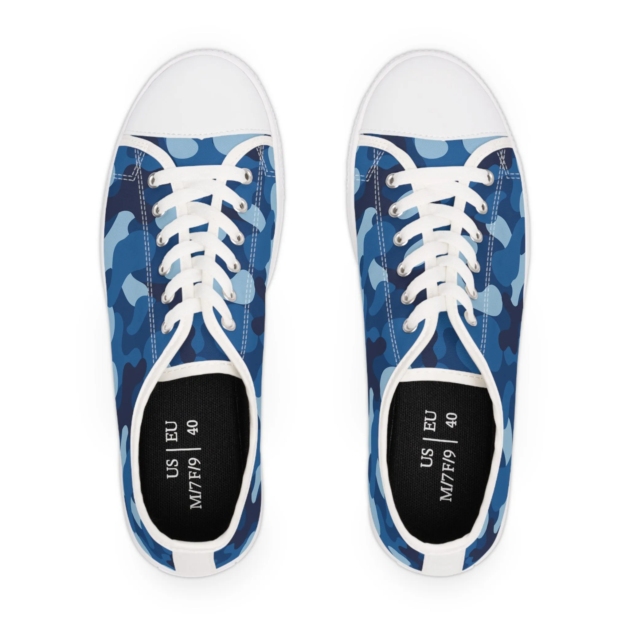 Blue Camo White  Women's Low Top Sneakers