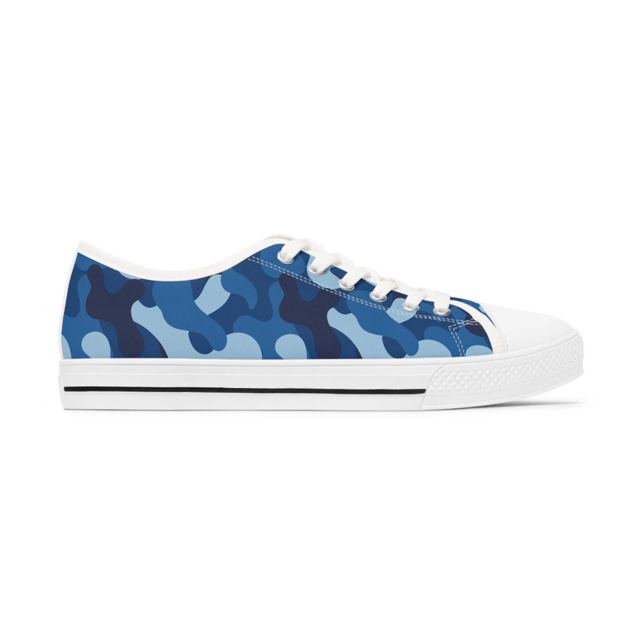 Blue Camo White  Women's Low Top Sneakers