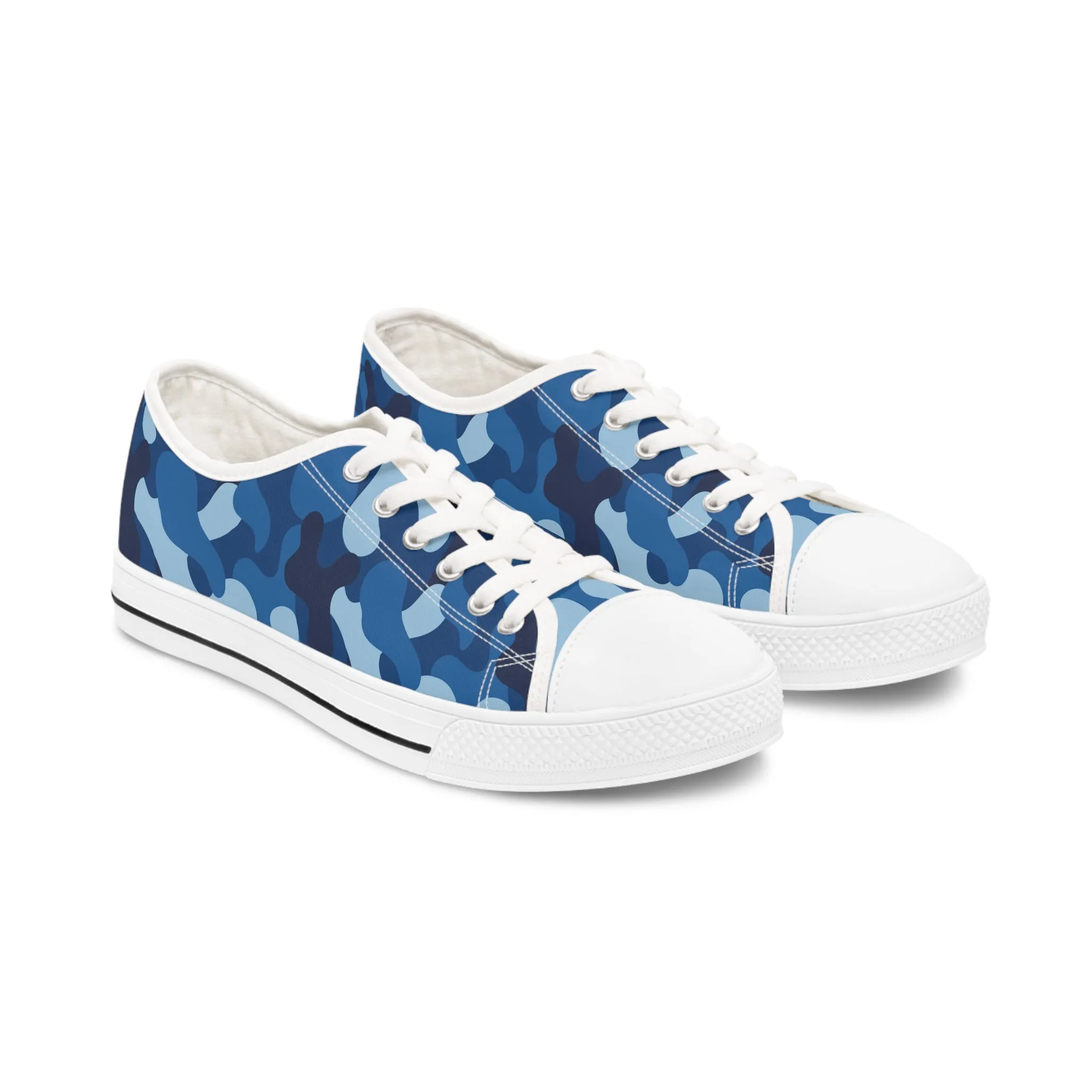 Blue Camo White  Women's Low Top Sneakers