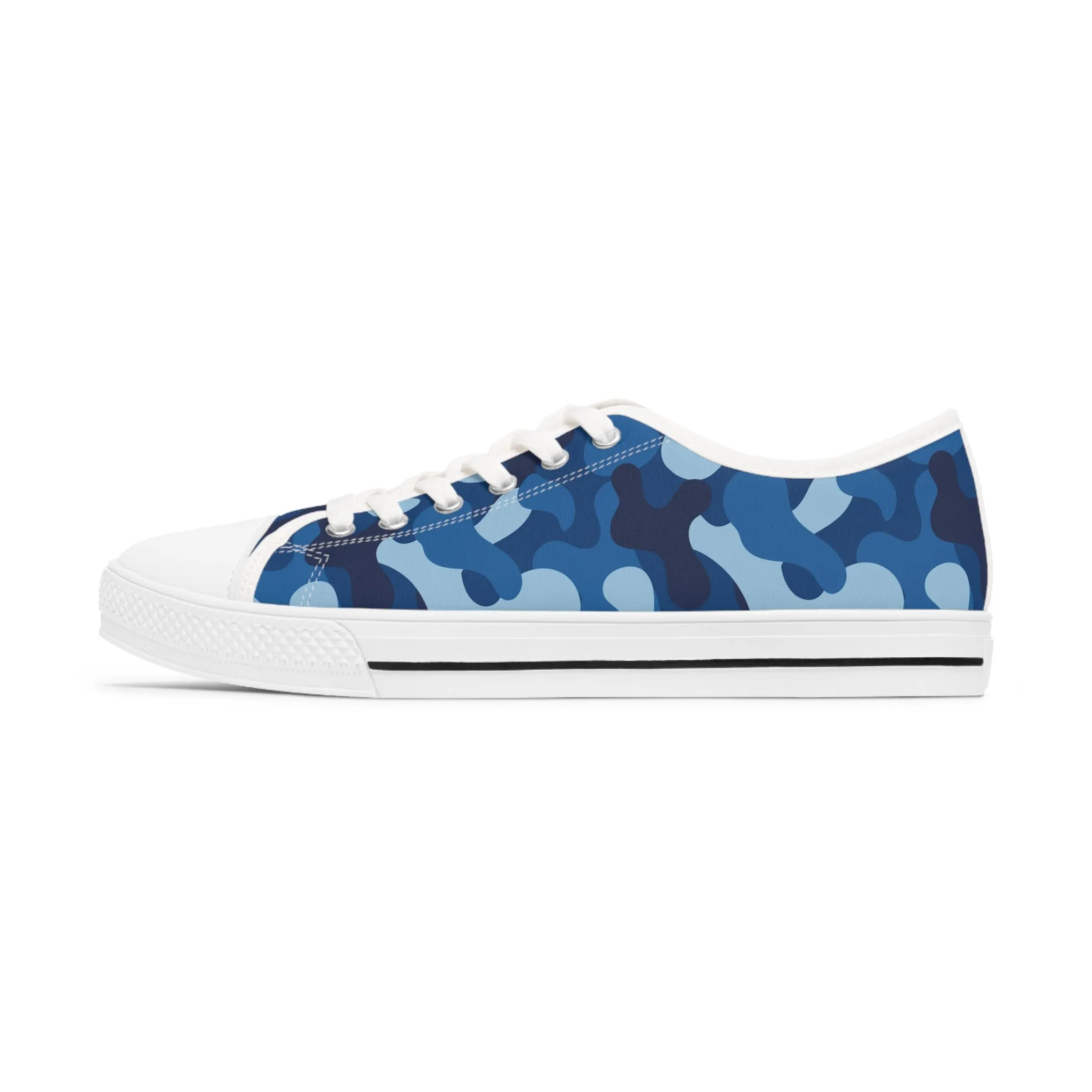 Blue Camo White  Women's Low Top Sneakers