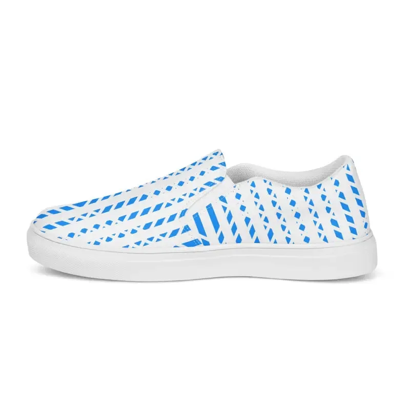 Blue Pattern Men's Canvas Shoes Slip