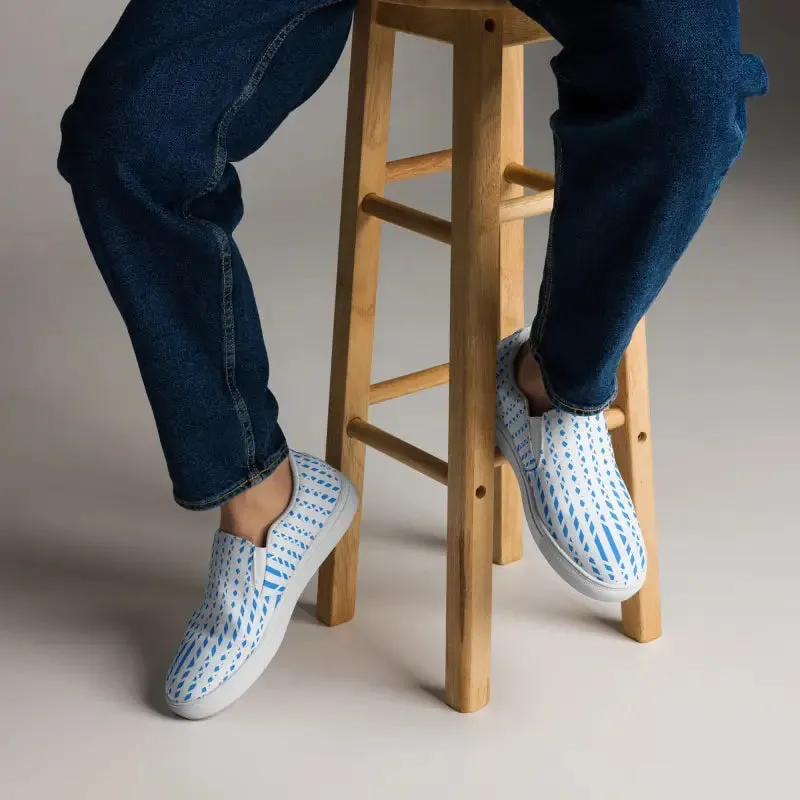 Blue Pattern Men's Canvas Shoes Slip