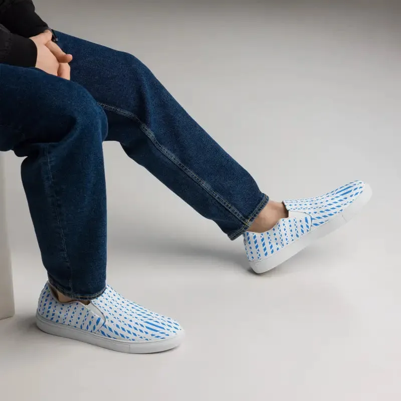 Blue Pattern Men's Canvas Shoes Slip