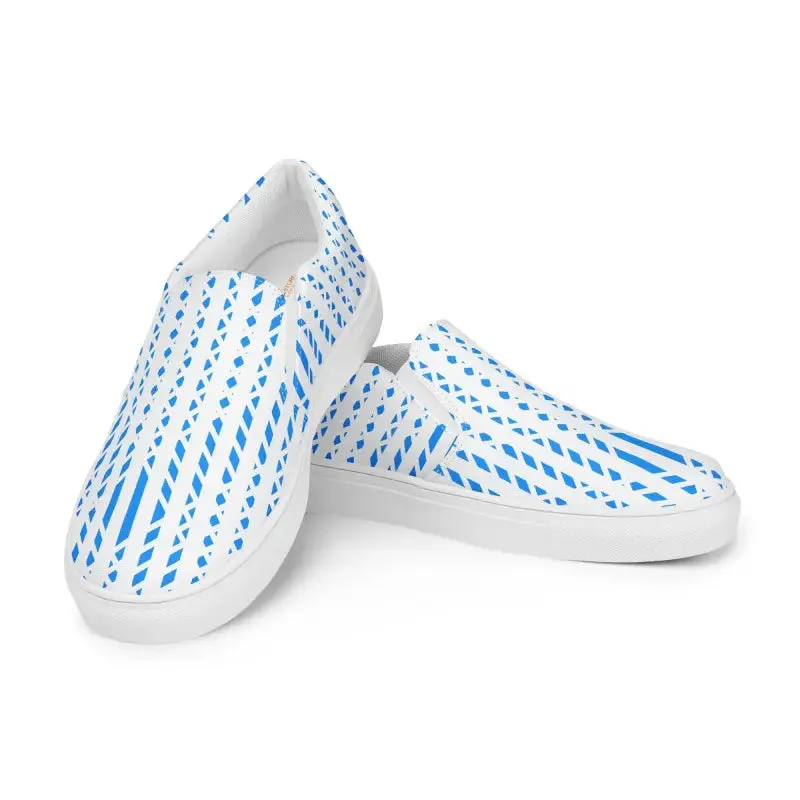 Blue Pattern Men's Canvas Shoes Slip