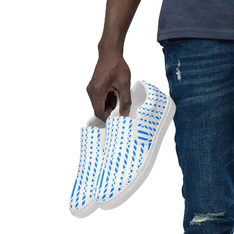 Blue Pattern Men's Canvas Shoes Slip