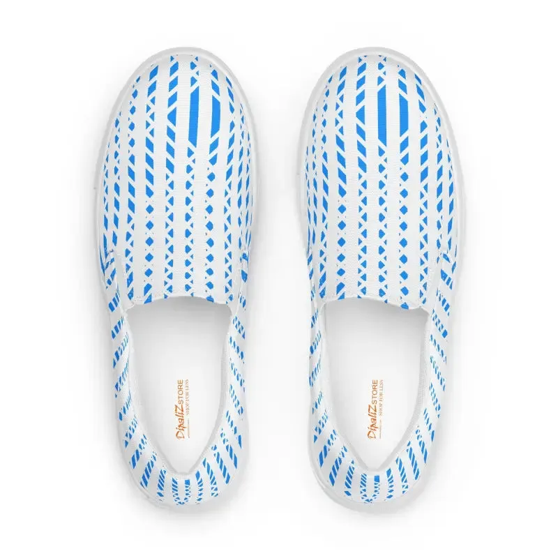 Blue Pattern Men's Canvas Shoes Slip