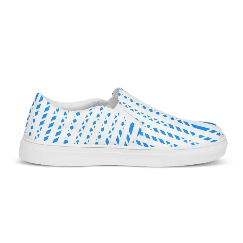 Blue Pattern Men's Canvas Shoes Slip