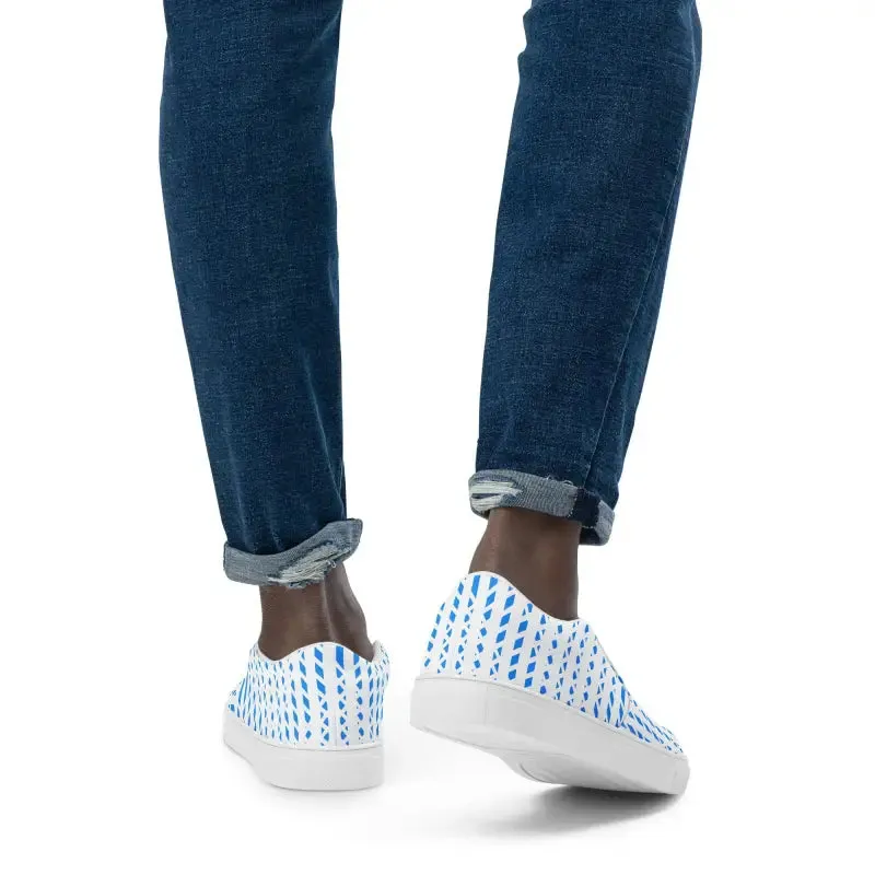 Blue Pattern Men's Canvas Shoes Slip