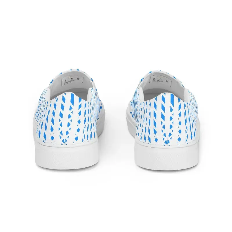 Blue Pattern Men's Canvas Shoes Slip