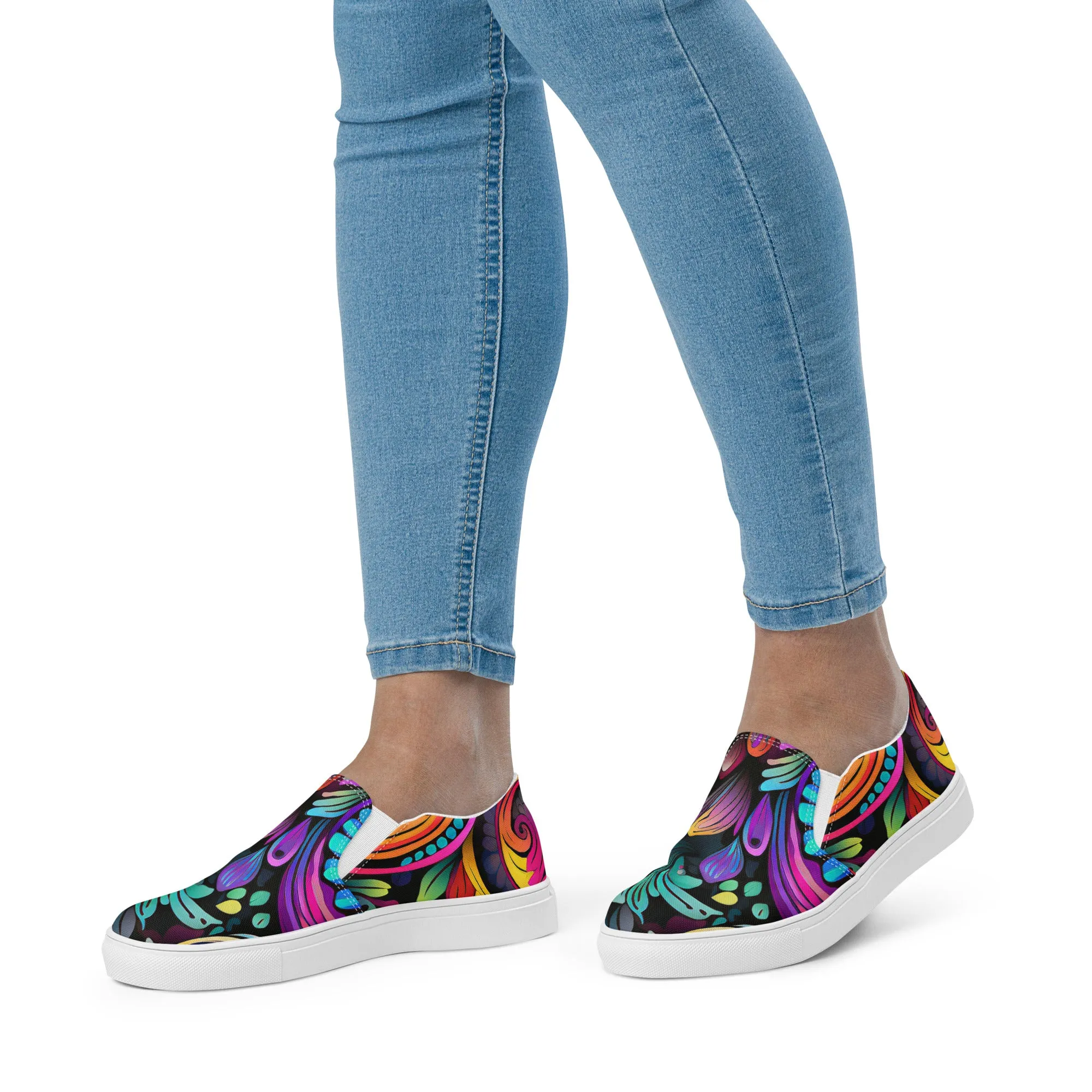 Boho Slip On Shoes For Women Bright Bohemian Sneakers