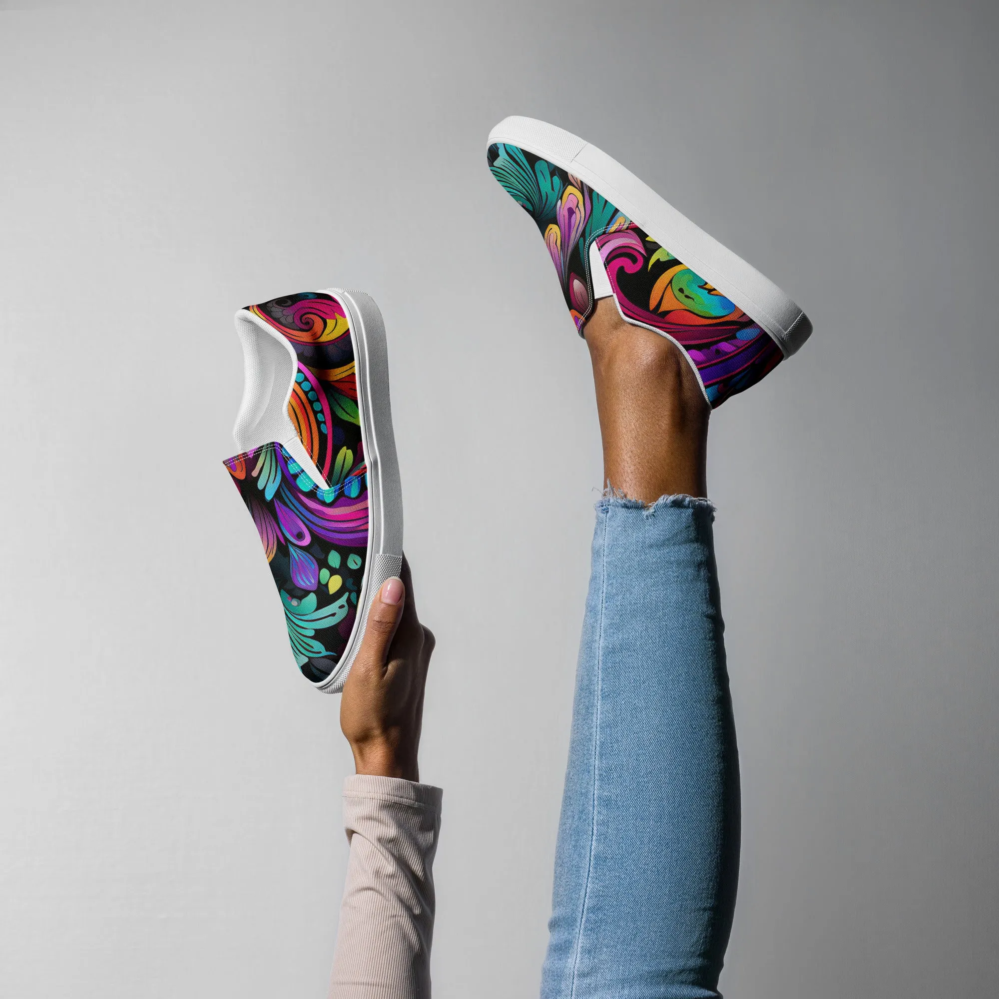 Boho Slip On Shoes For Women Bright Bohemian Sneakers