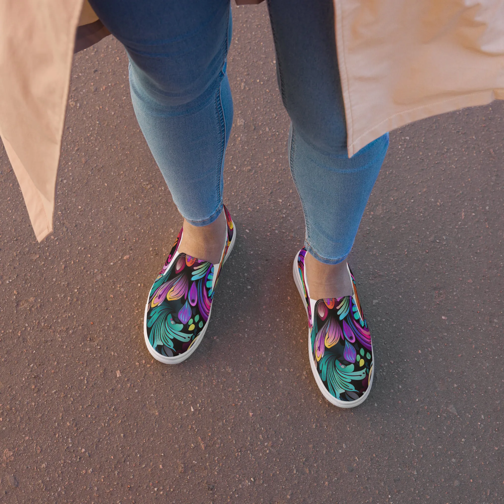 Boho Slip On Shoes For Women Bright Bohemian Sneakers