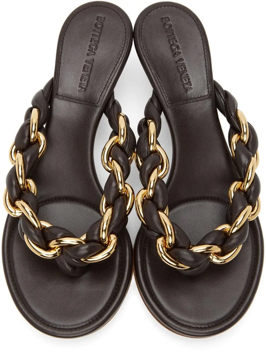 Bottega Veneta Brown Chain Dot Sandals