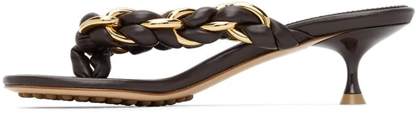 Bottega Veneta Brown Chain Dot Sandals