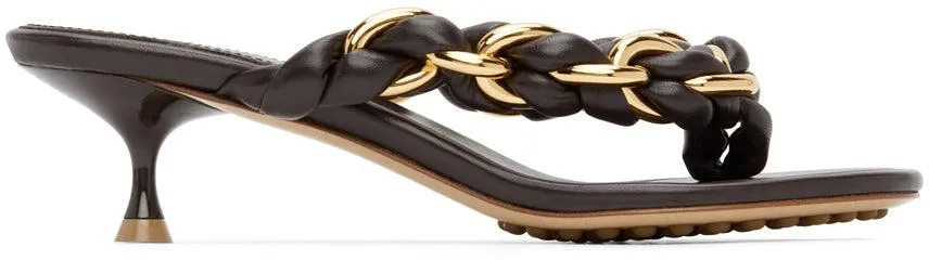 Bottega Veneta Brown Chain Dot Sandals