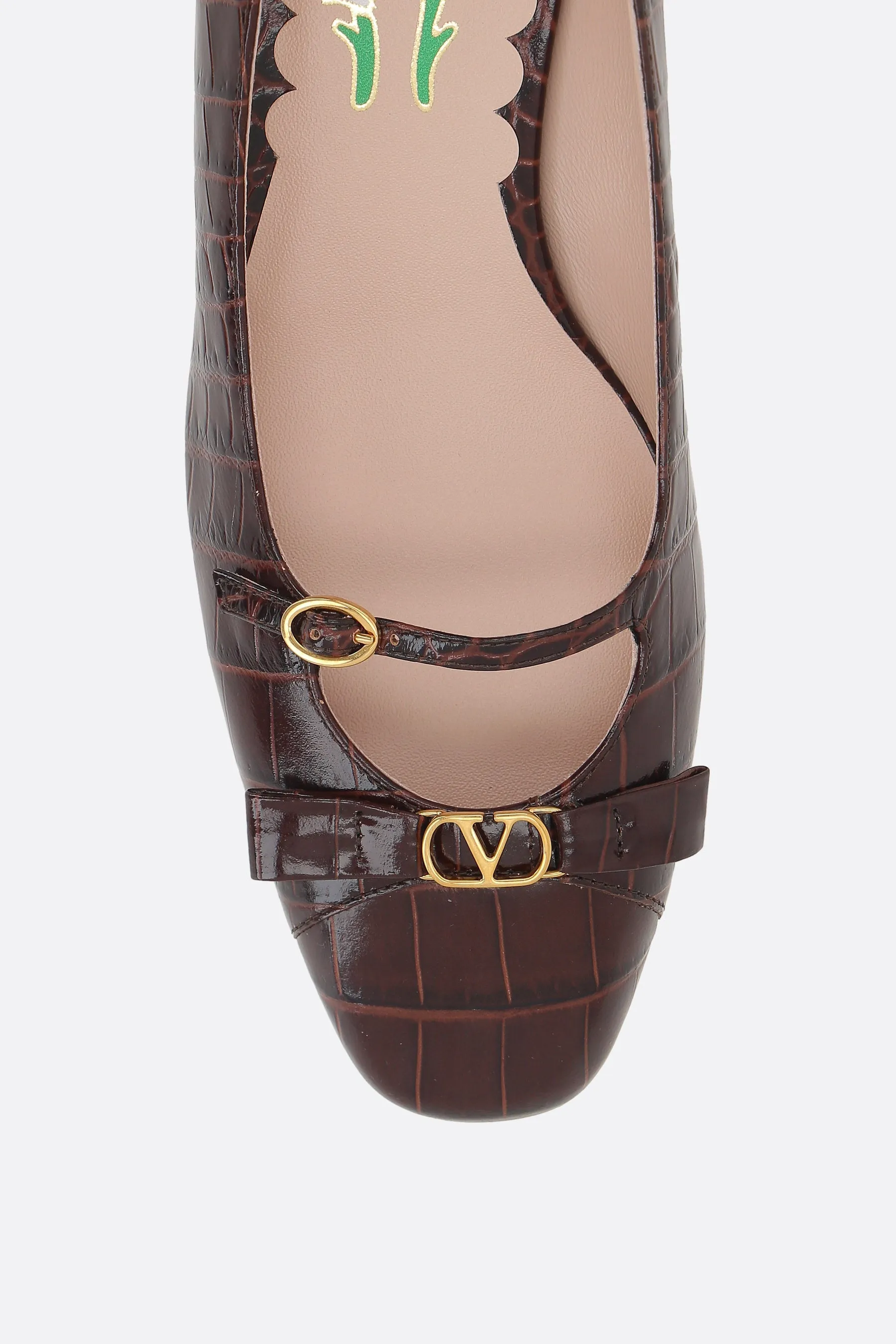 Bowow Pumps In Crocodile-embossed Leather