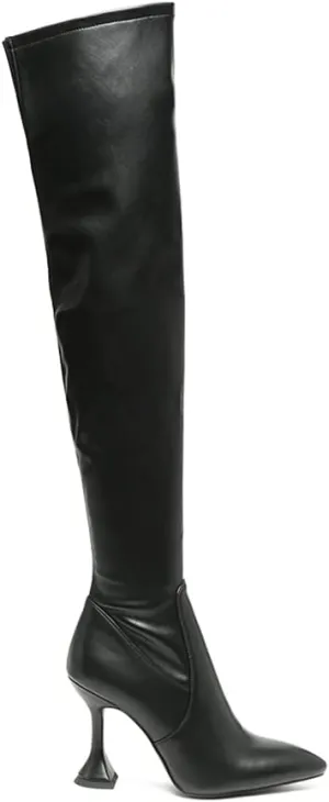 Brandy Faux Leather Over The Knee High Heeled Boots