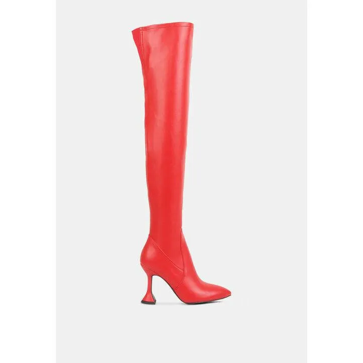 Brandy Faux Leather Over the Knee High Heeled Boots