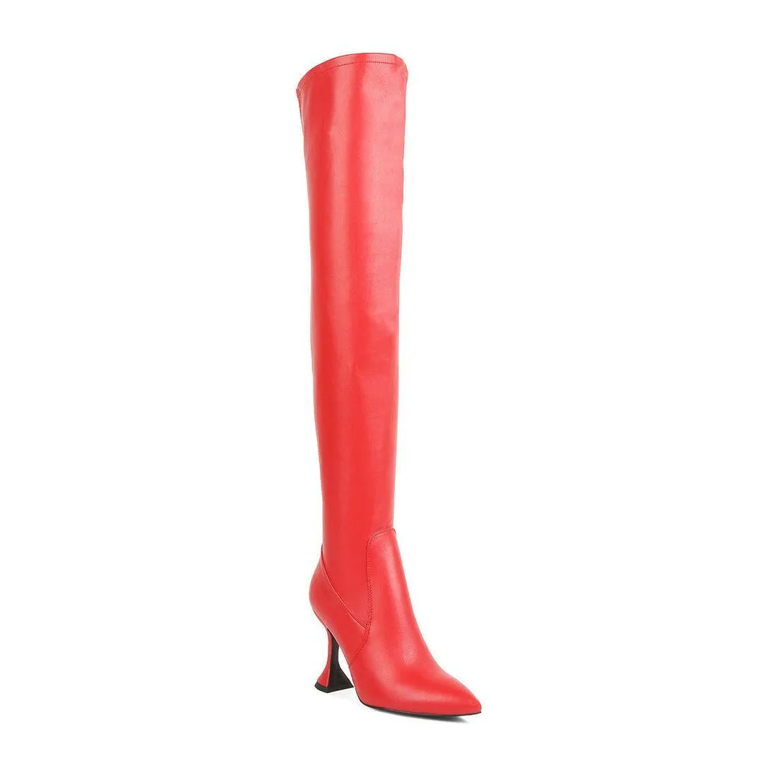 Brandy Faux Leather Over the Knee High Heeled Boots