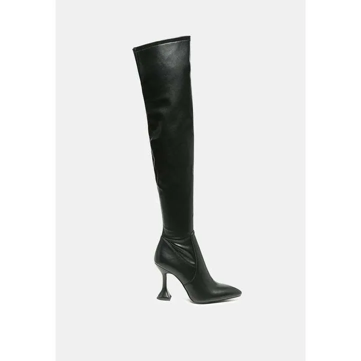 Brandy Faux Leather Over the Knee High Heeled Boots