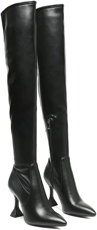Brandy Faux Leather Over The Knee High Heeled Boots