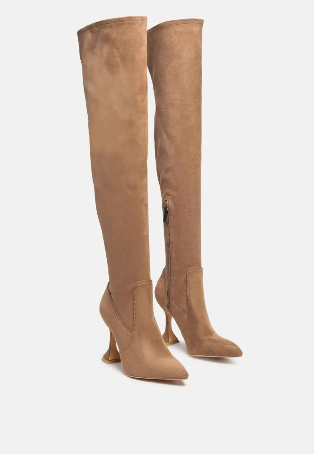 Brandy Faux Leather Over The Knee High Heeled Boots
