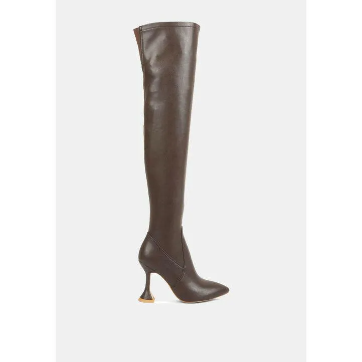 Brandy Faux Leather Over the Knee High Heeled Boots