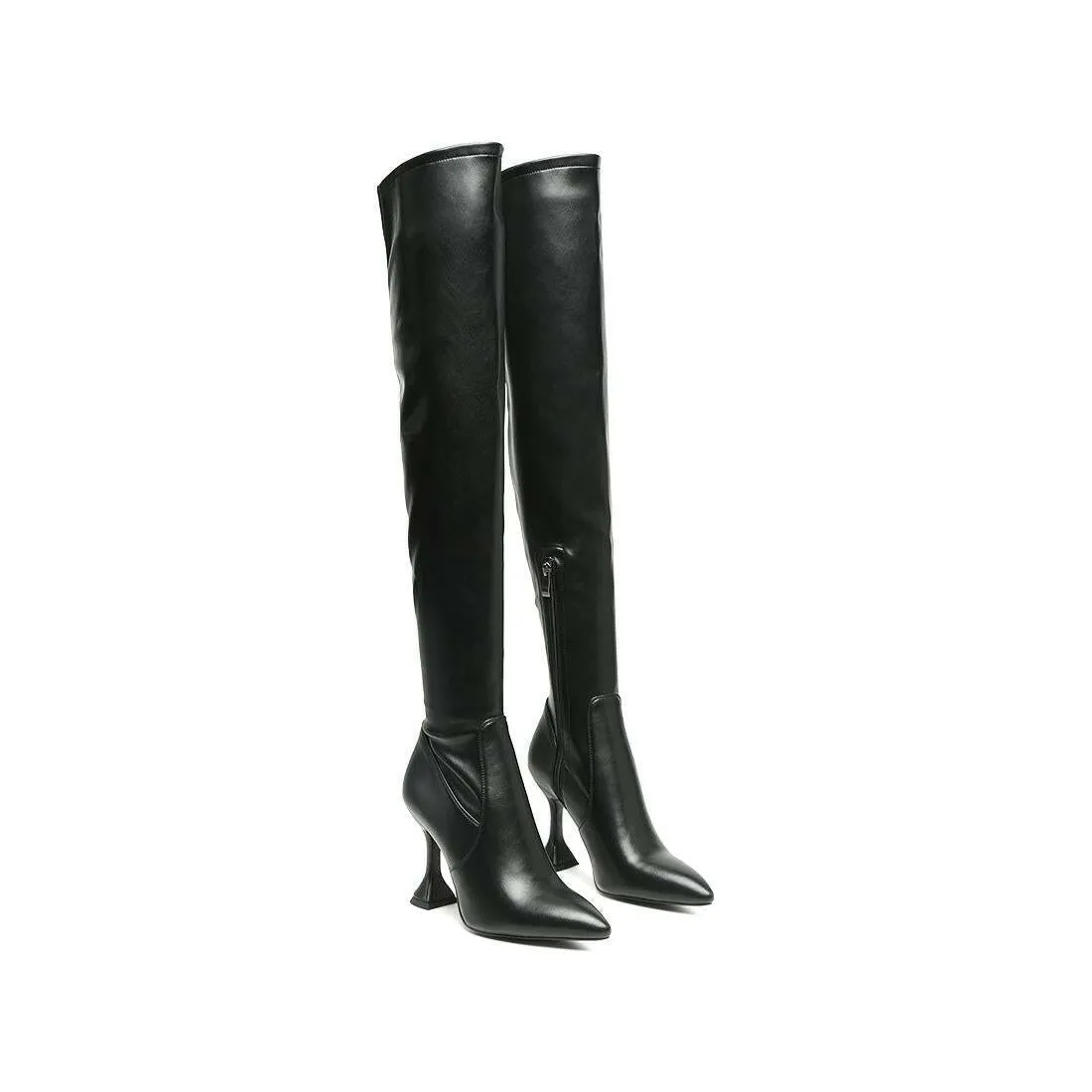Brandy Faux Leather Over the Knee High Heeled Boots
